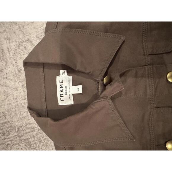 FRAME Denim Women's Olive Green Peplum Denim Jacket sz S - Picture 3 of 8